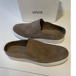 Vince Verrell Slip On Suede Mule Sneakers Sz 6.5 Low Back Tan Woodsmoke Neutral